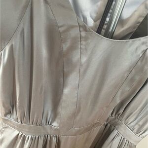 WALTER SILVER SILK DRESS WITH DRAPED SHOULDERS 6!